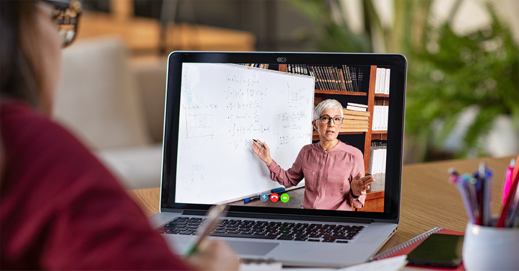 Studying with video online lesson at home